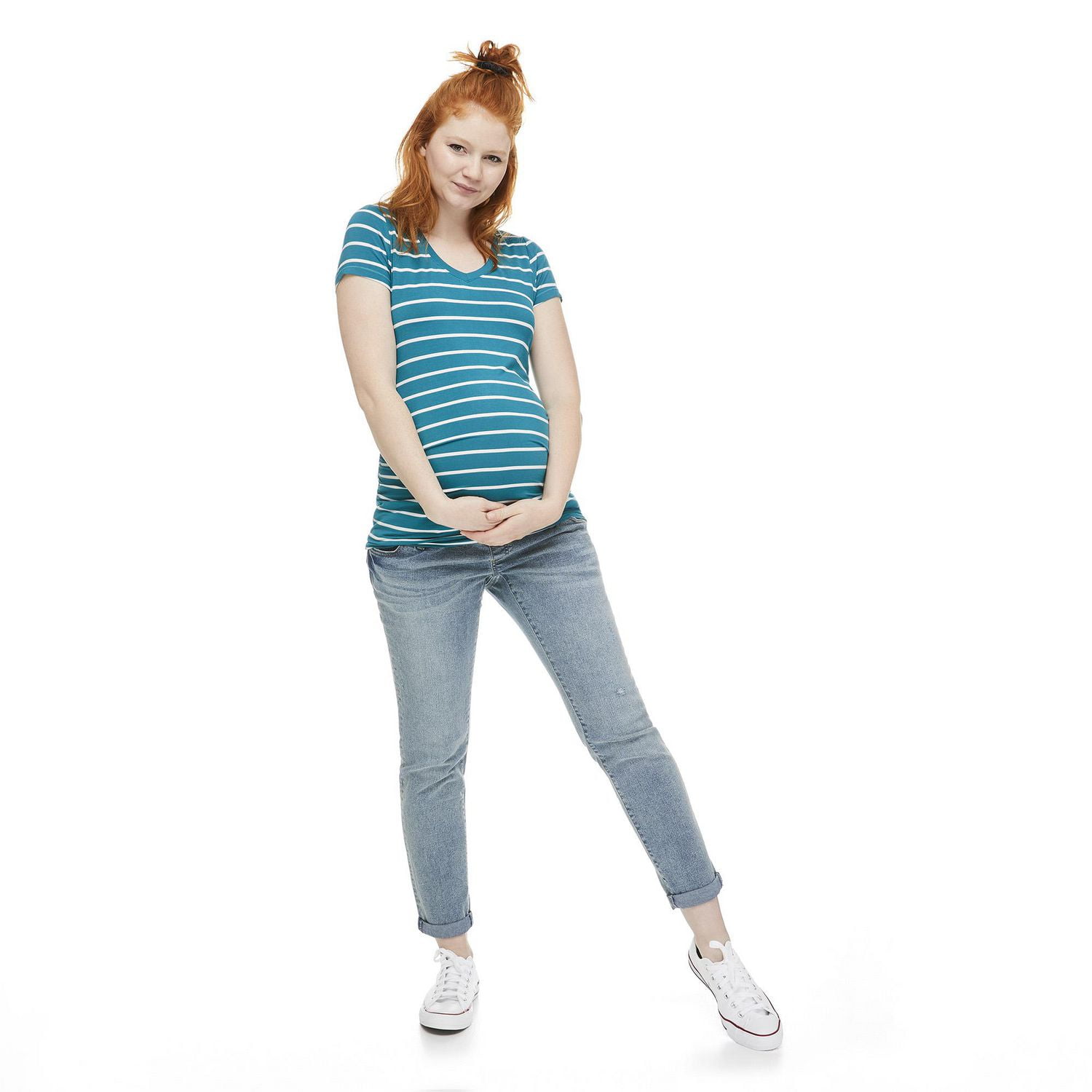 T-shirt imprimé à manches courtes avec encolure en V Paisley Sky Maternité