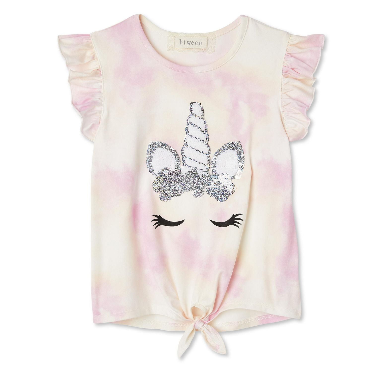 Btween Girls' Ruffle Sleeve High-Low Tee