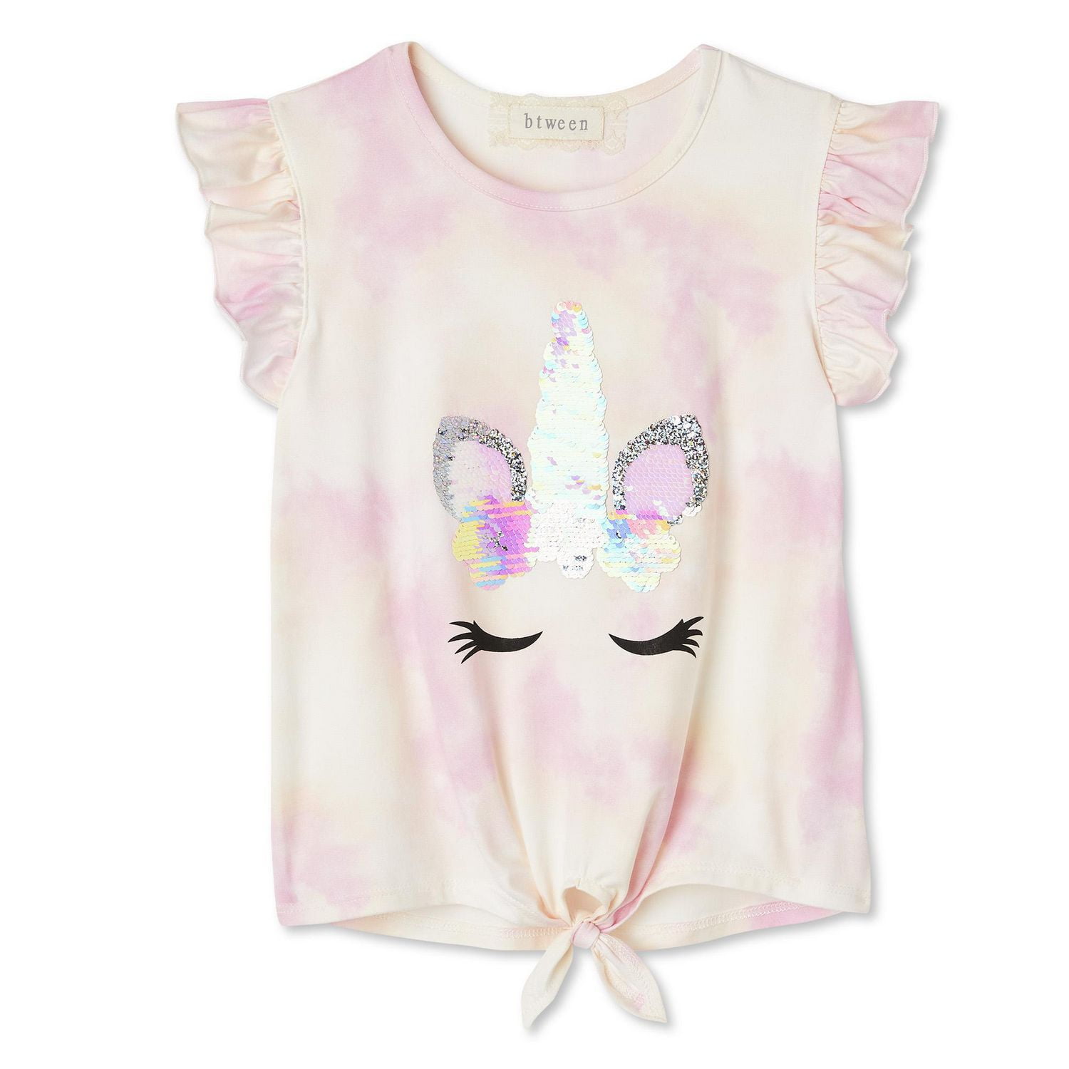 Btween Girls' Ruffle Sleeve High-Low Tee