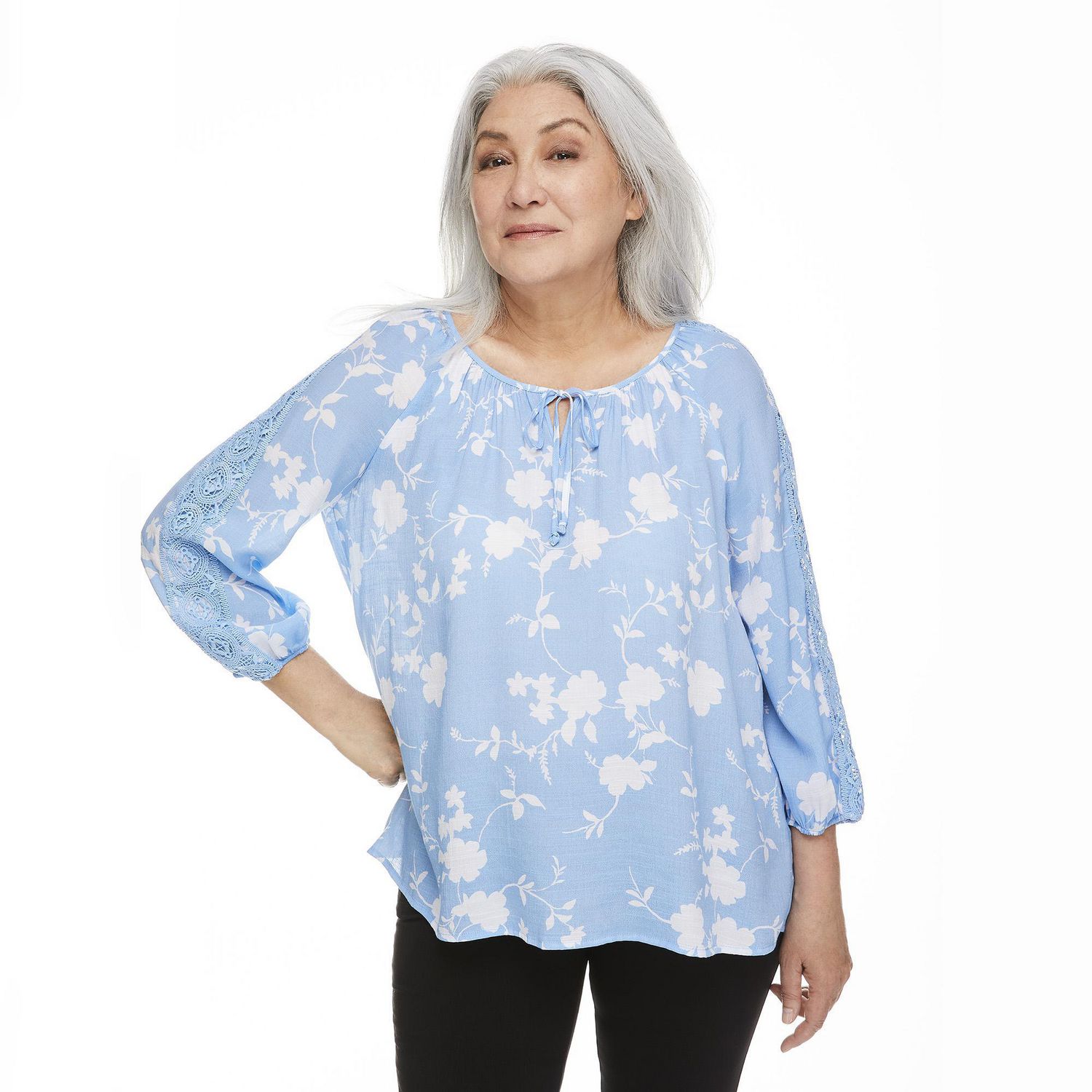 Penmans Women's Printed Lace Trim Blouse | Walmart Canada