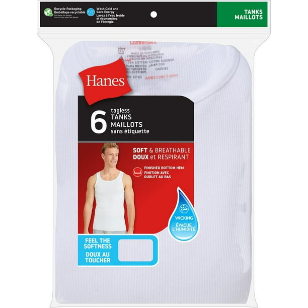 Hanes Men's Tagless Tanks - Comfort Soft - White - 6-Pack, ComfortSoft ...