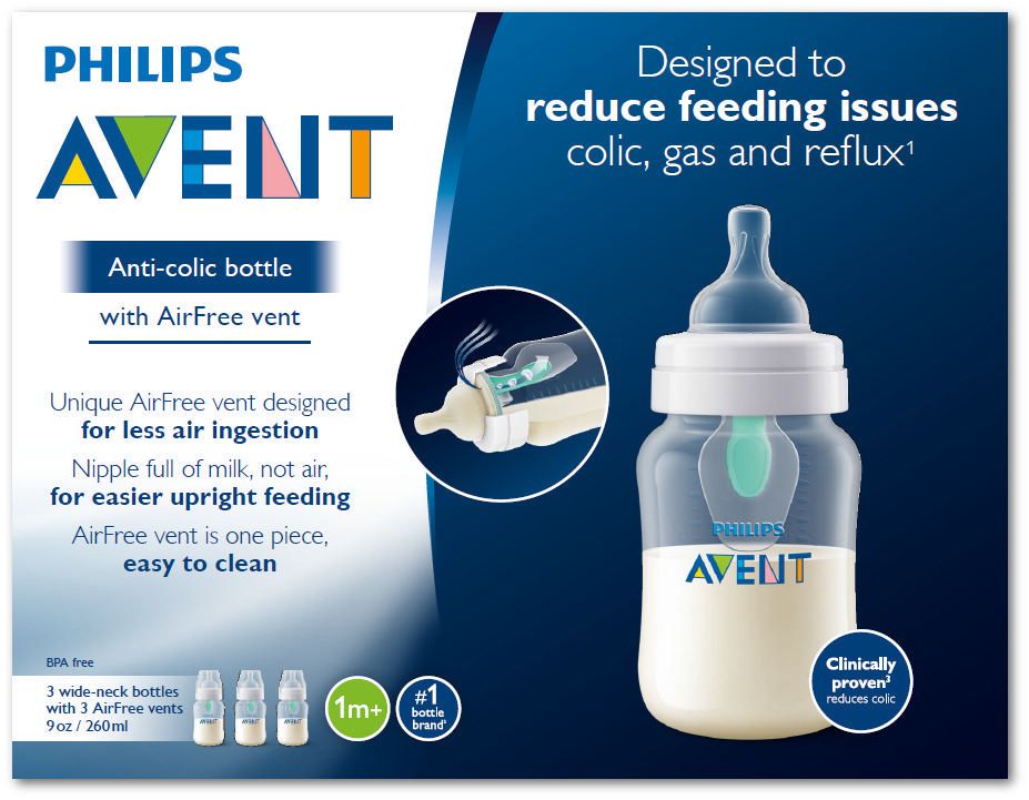 Philips Avent Anti Colic Bottle BPA Free 3 Wide Neck Bottles PINK 9 Oz