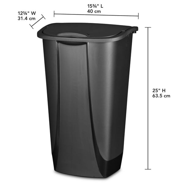 Poubelle plastique recyclé noire à couvercle basculant 5L