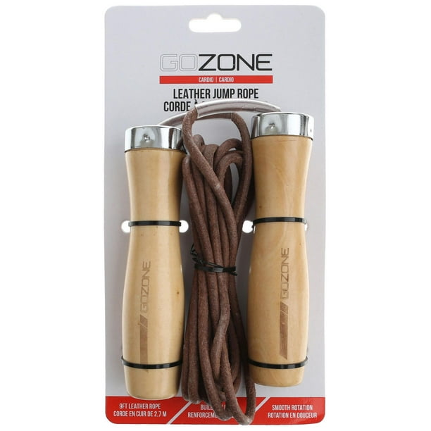 GoZone Leather Jump Rope – Natural/Wood 