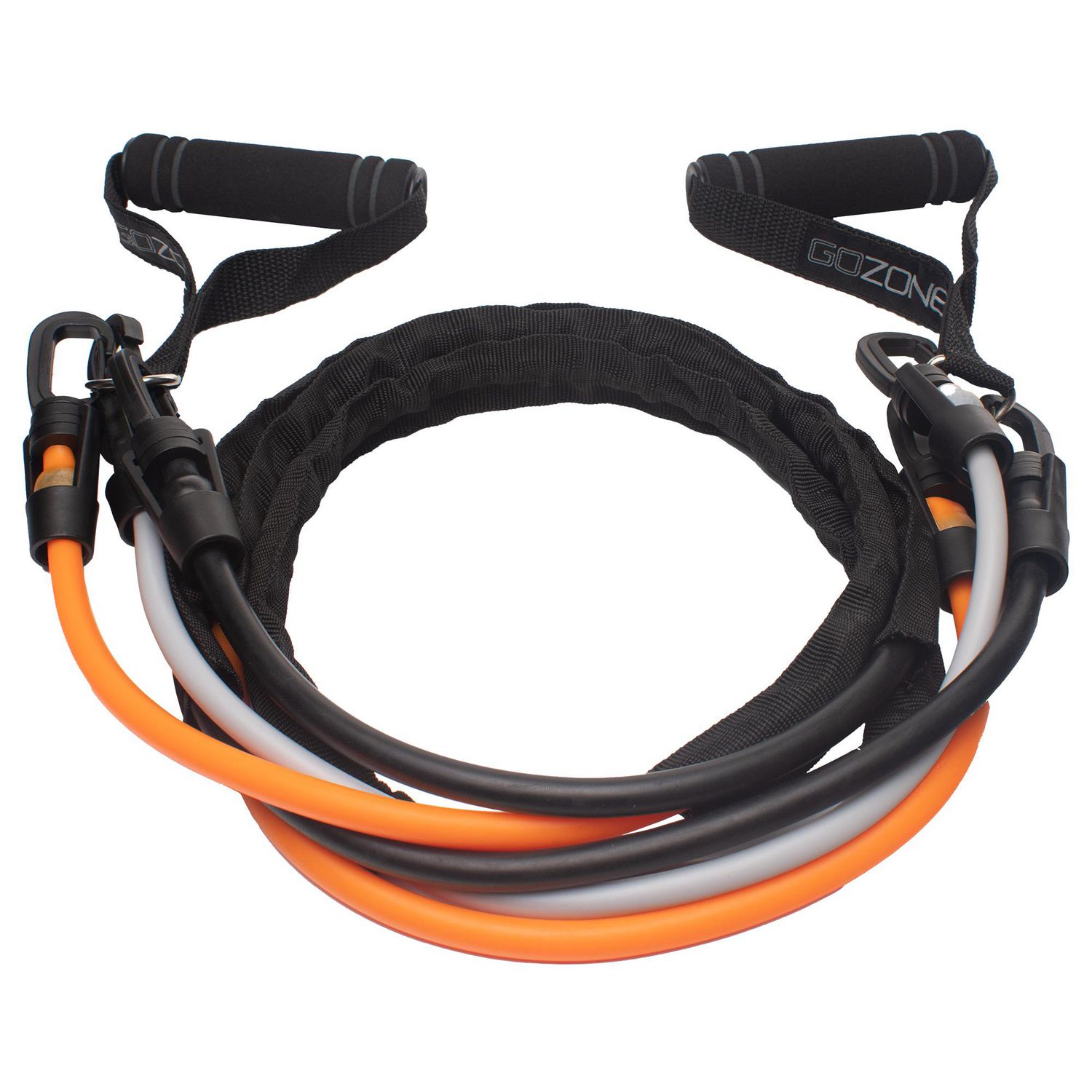 GoZone 3-in-1 Resistance Band – Orange/Black/Grey, With foam