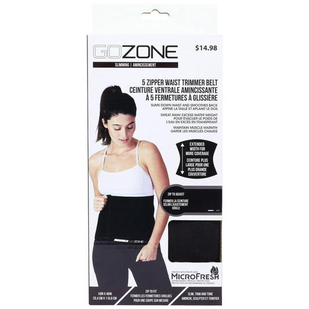 GoZone Zippered Waist Trimmer Belt – Black, Made from soft