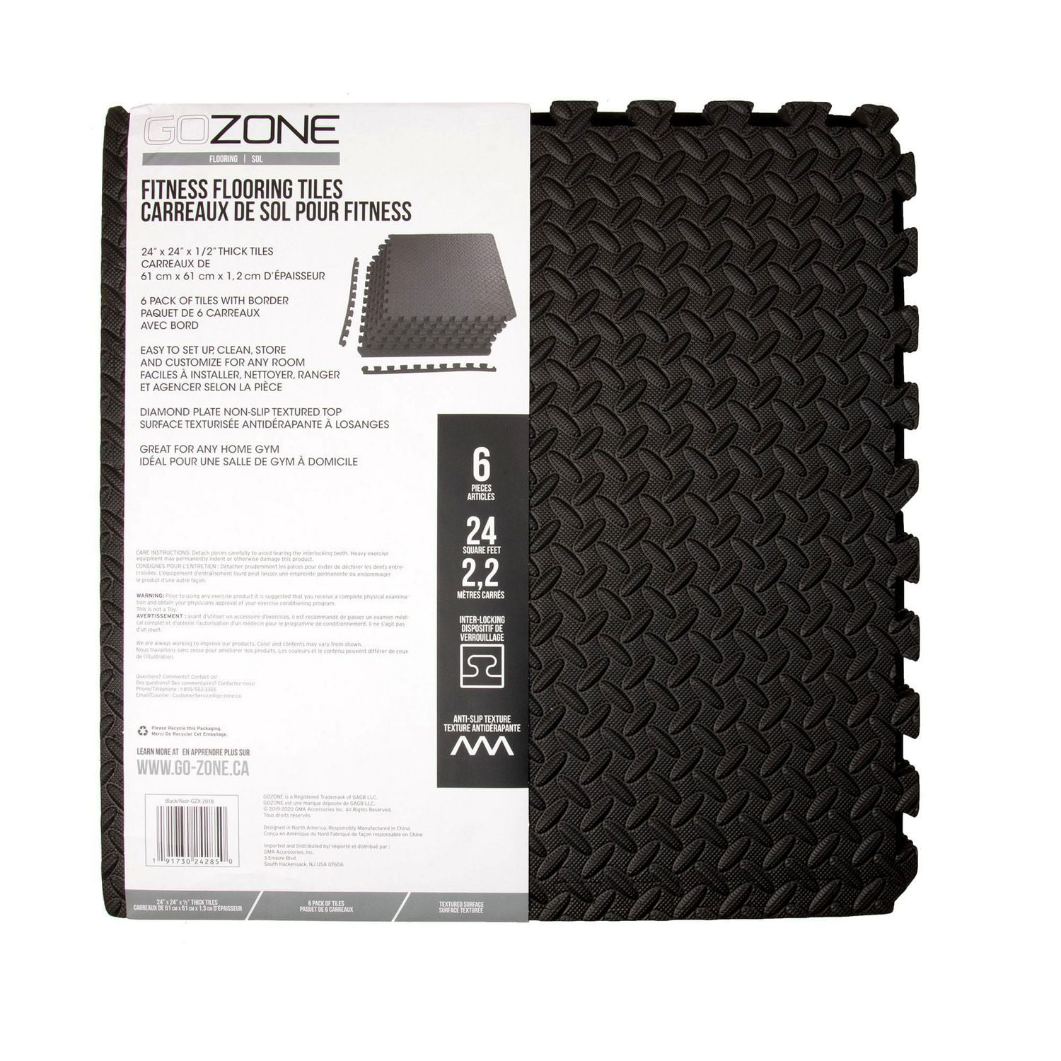 GoZone Fitness Flooring Tiles 6pcs Covers 24 square feet Walmart