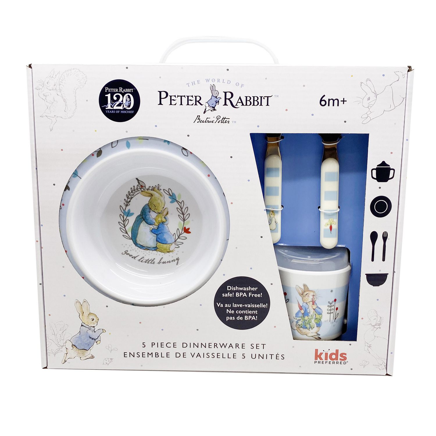 Beatrix Potter Peter Rabbit 5 Piece Melamine Dinnerware Set Walmart