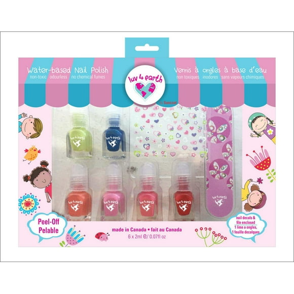 Greenista Mini Mani, 6 pcs Nail Polish, Decal Sheet, Nail File