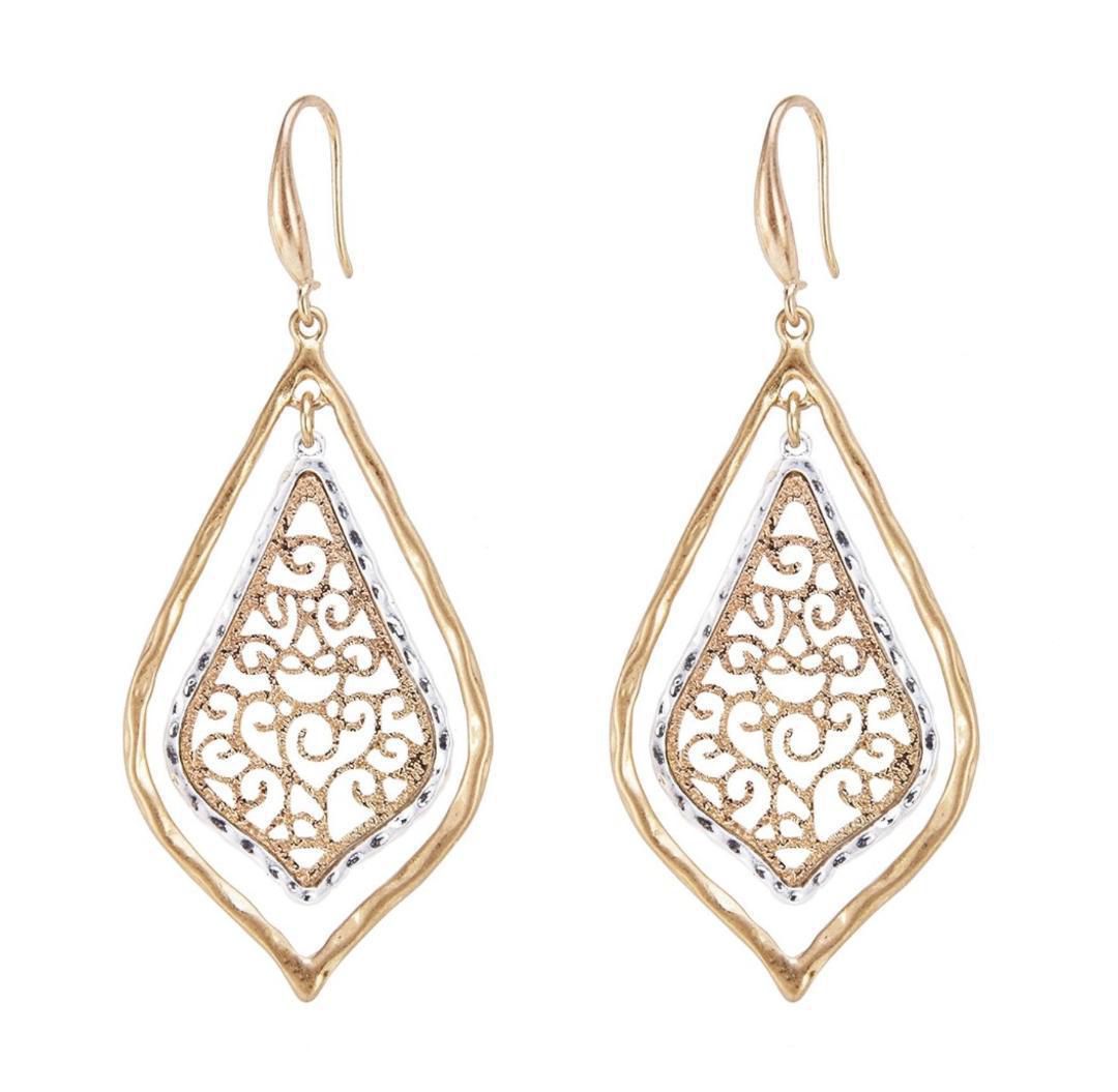 Allison Rose Atelier Women's Two-Tone Dangle Boho Filigree Earrings ...