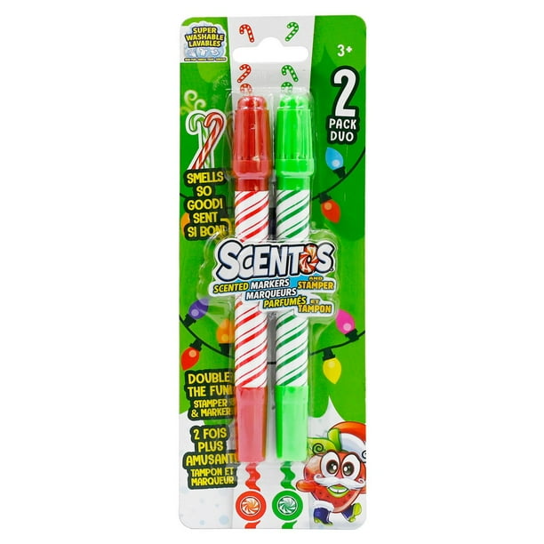 Scentos Candy Cane Scented 2-Sided Stamper & Marker - Red & Green ...