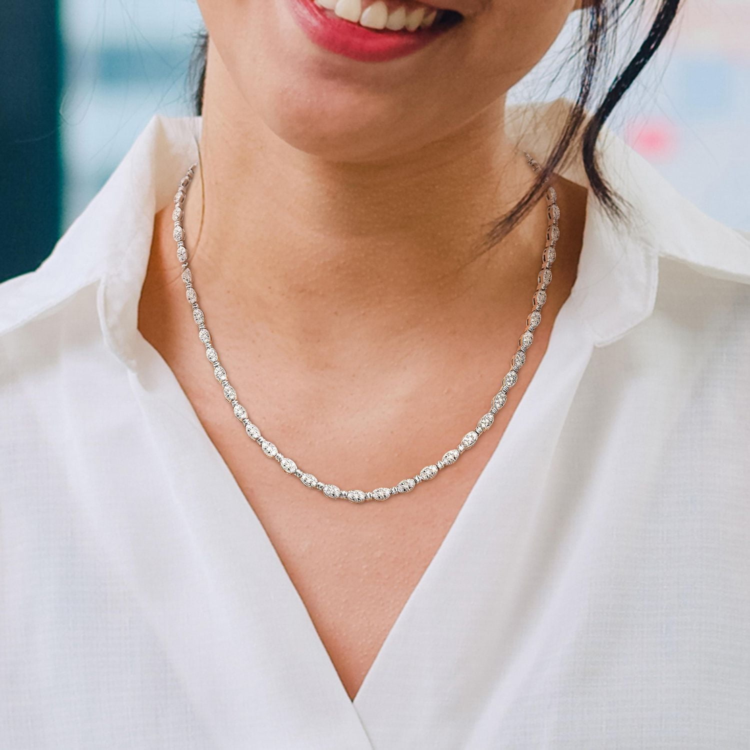 Miabella 1/2 Carat T.W. Diamond Sterling Silver Tennis Necklace