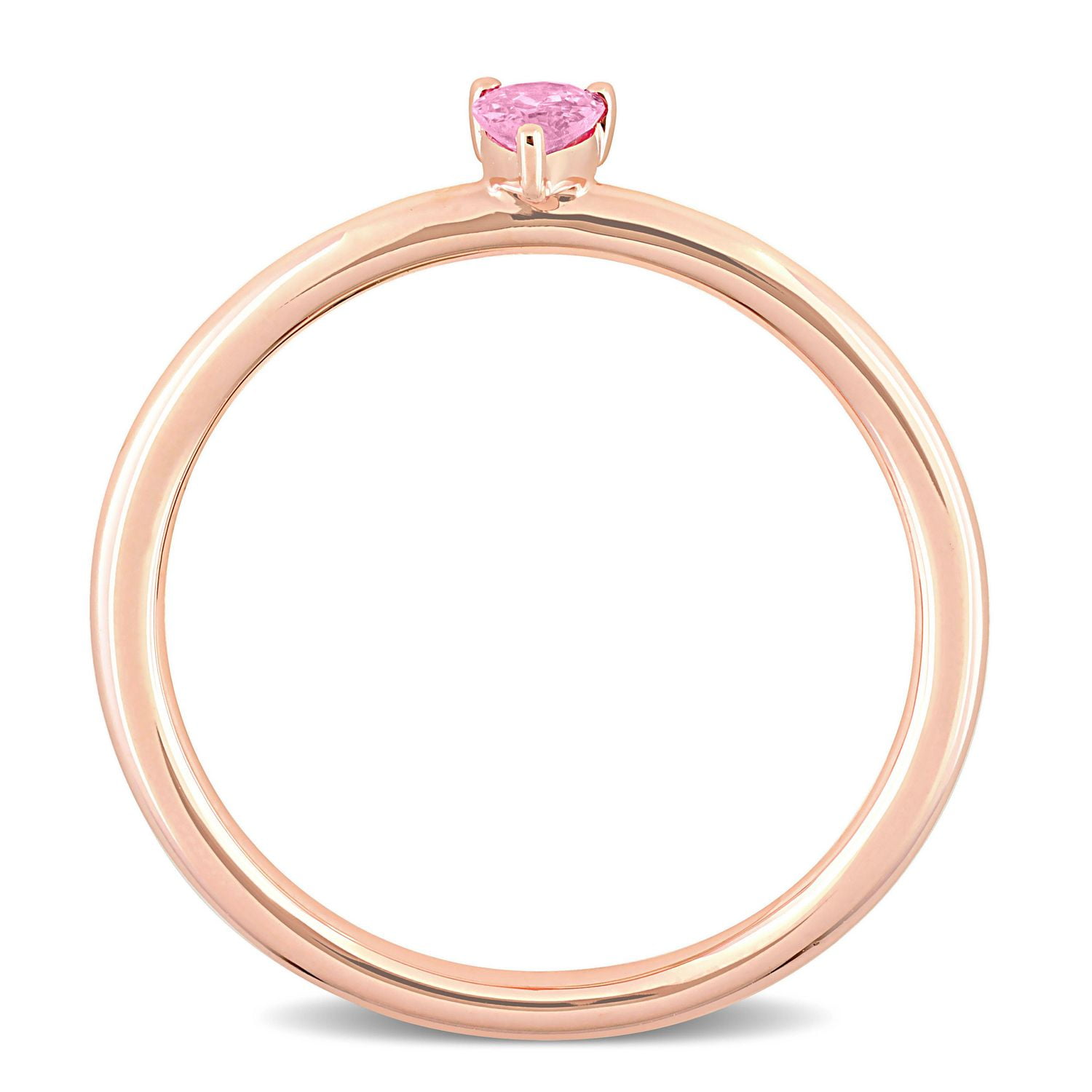Bague solitaire coup poire Miabella avec 1/4 Carat PBT de saphir rose en or rose 10k
