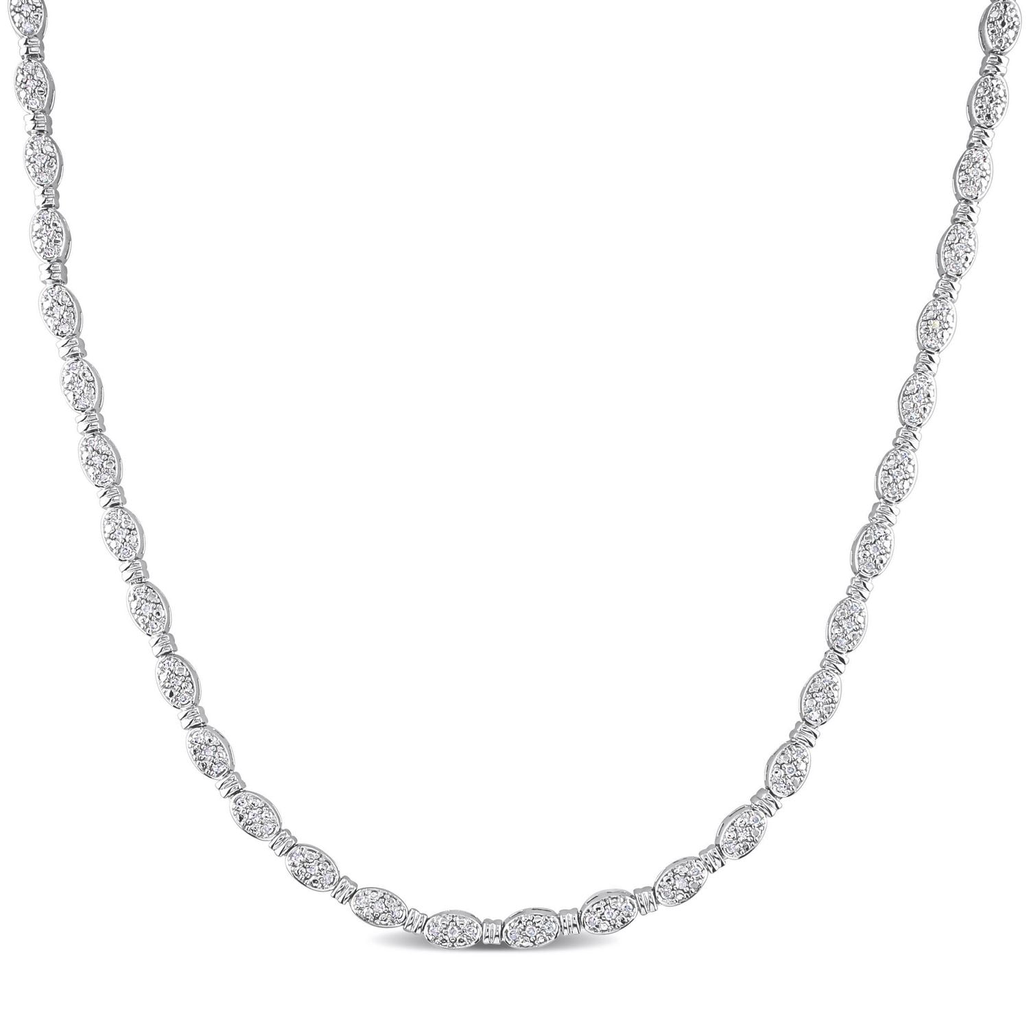 Miabella 1/2 Carat T.W. Diamond Sterling Silver Tennis Necklace