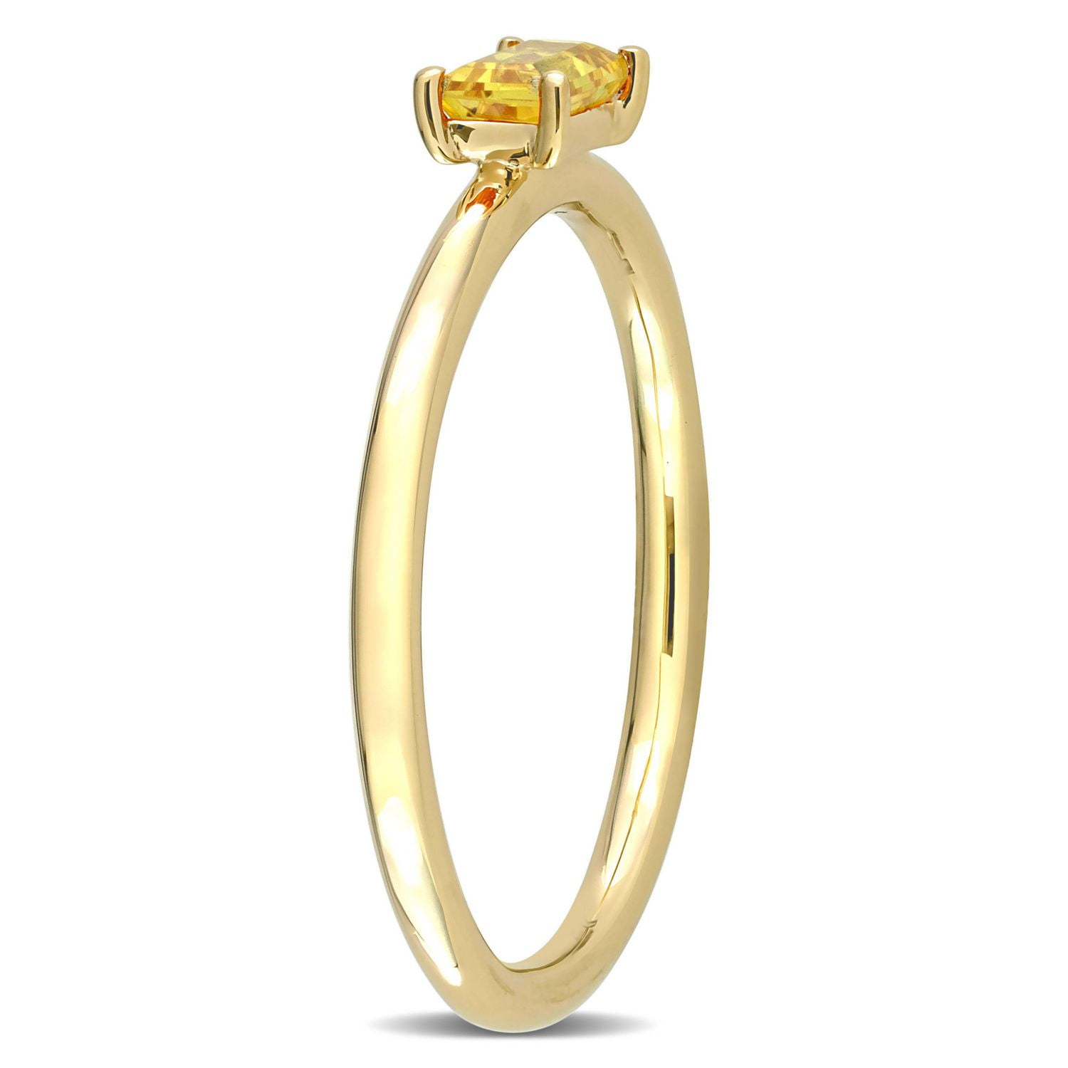 Bague solitaire coup baguette Miabella avec 1/3 Carat PBT de saphir jaune en or jaune 10k
