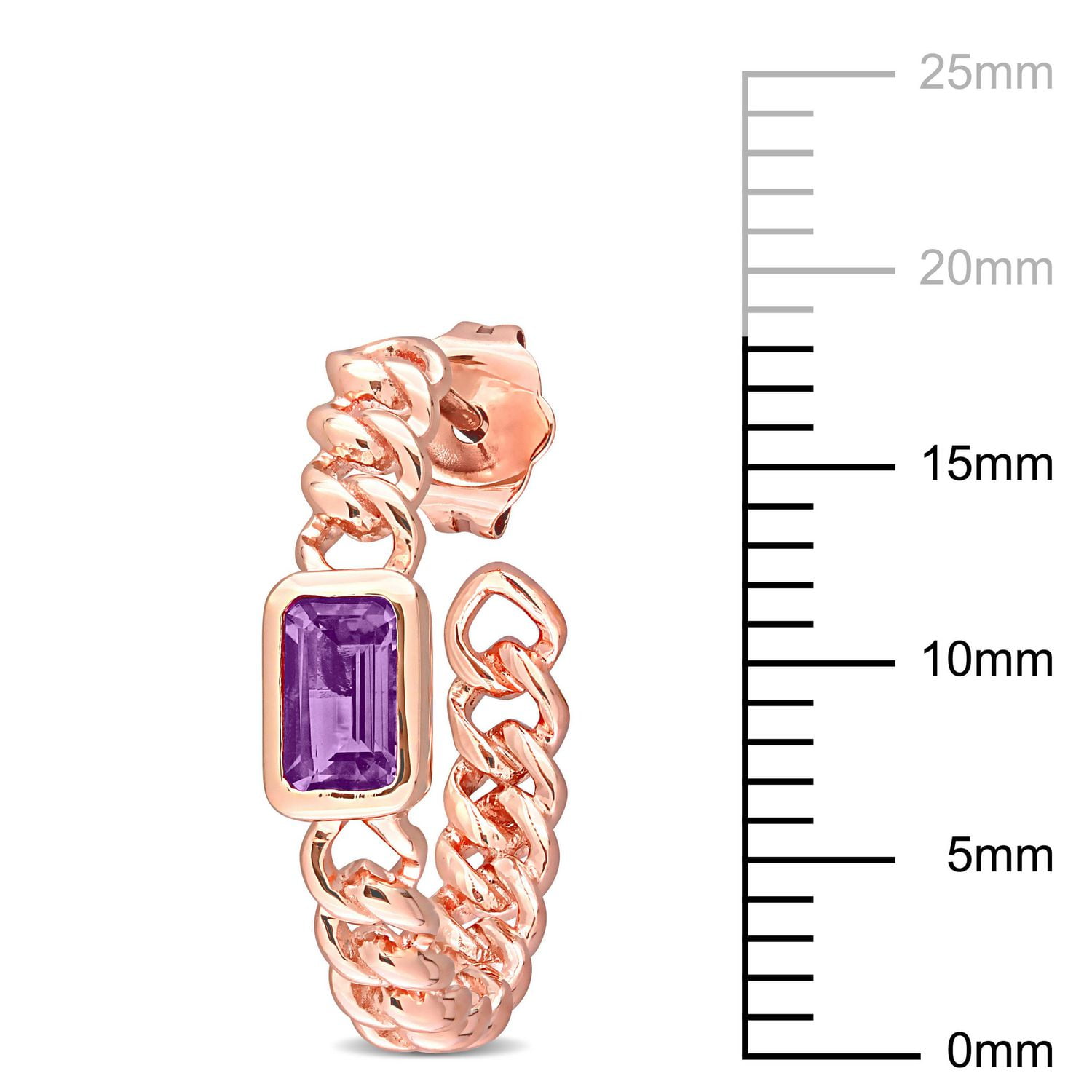 Miabella 2/5 Carat T.G.W. Amethyst 10K Rose Gold Link Hoop Earrings