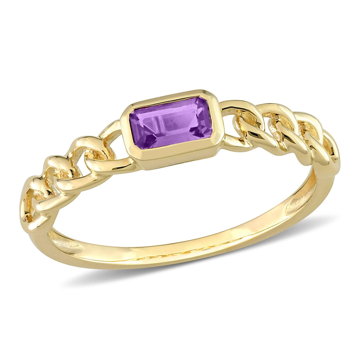 Miabella 1/5 Carat T.G.W. Amethyst 10K Yellow Gold Octagon Link Solitaire Ring