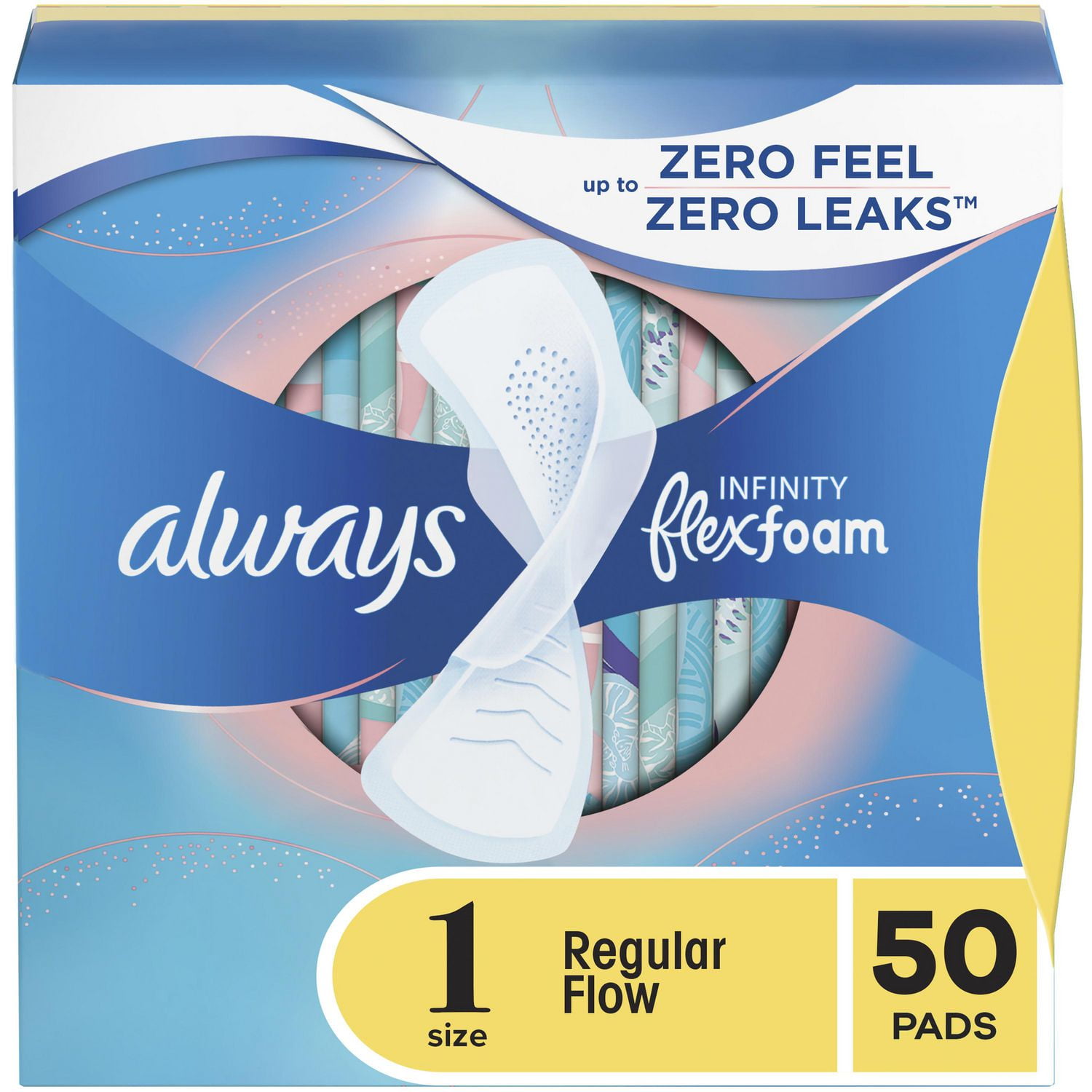 Always Infinity Feminine Pads for Women, Size 5 Extra Heavy Overnight, with  wings, unscented, 22 Count
