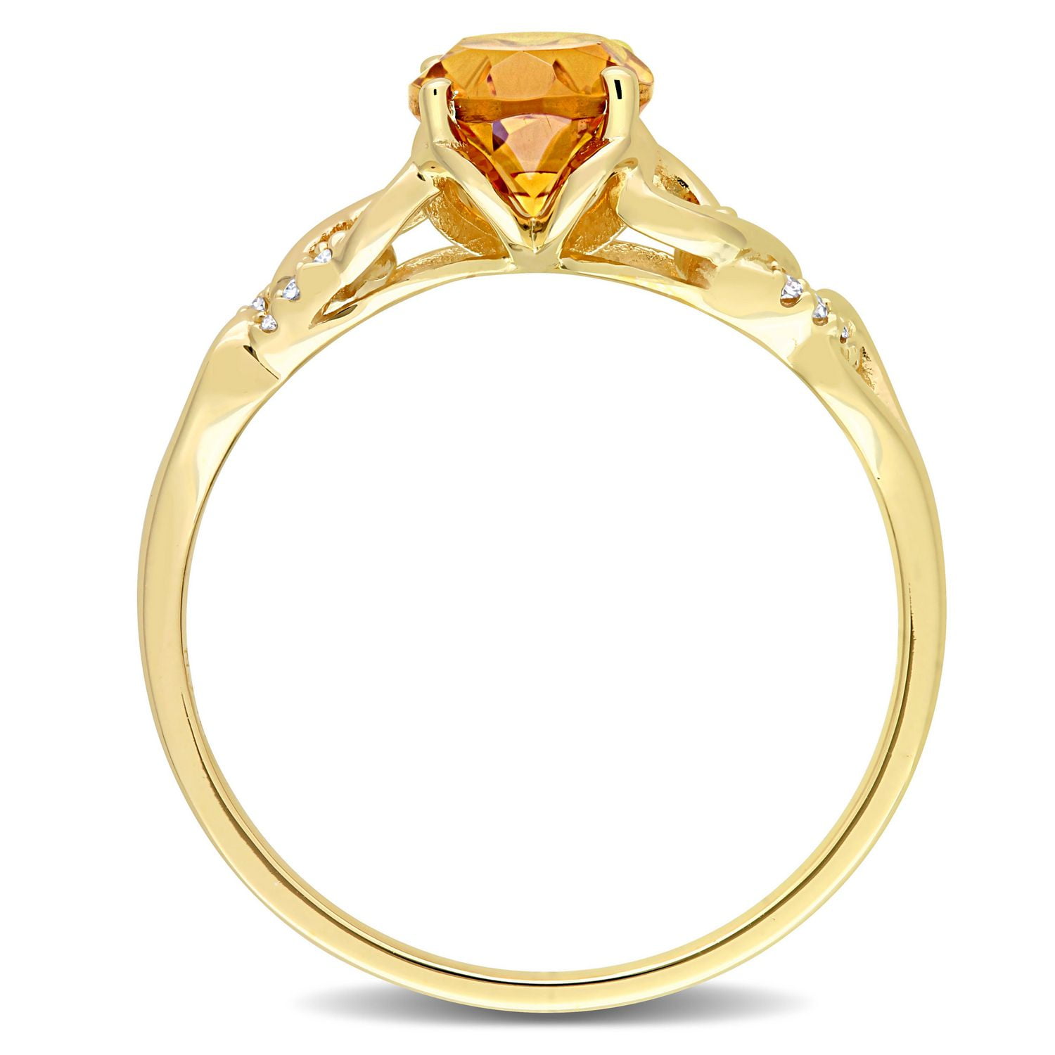 Miabella 1-1/10 Carat T.G.W. Citrine and Diamond Accent 10K Yellow Gold Oval Link Ring