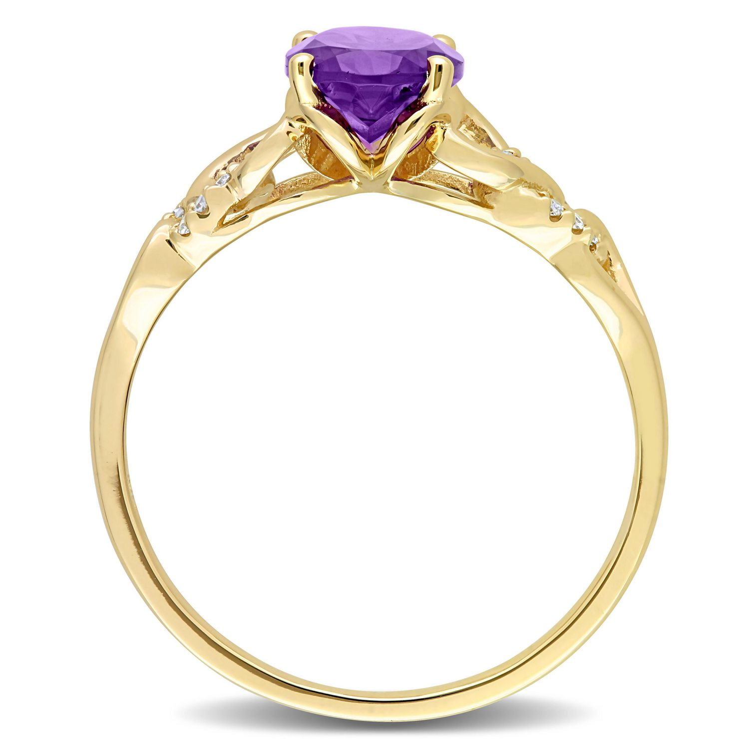 Miabella 1-1/5 Carat T.G.W. Amethyst and Diamond Accent 10K Yellow Gold Oval Link Ring