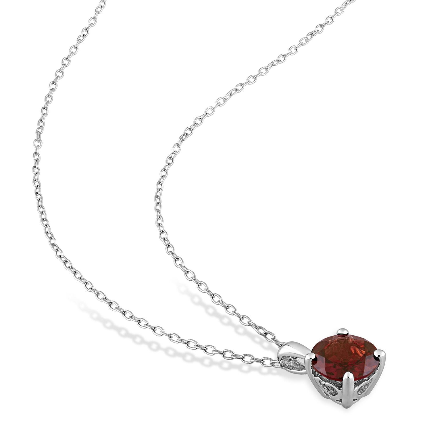 Ensemble à 2-piece solitaire Miabella, collier et clous d’oreilles avec 4-4/5 Carat PBT de grenat en argent sterling