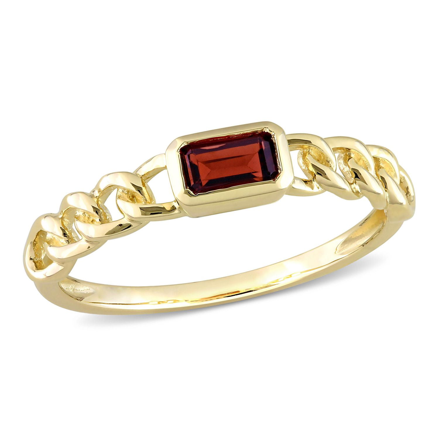 Miabella 1/3 Carat T.G.W. Garnet 10K Yellow Gold Octagon Link Solitaire Ring
