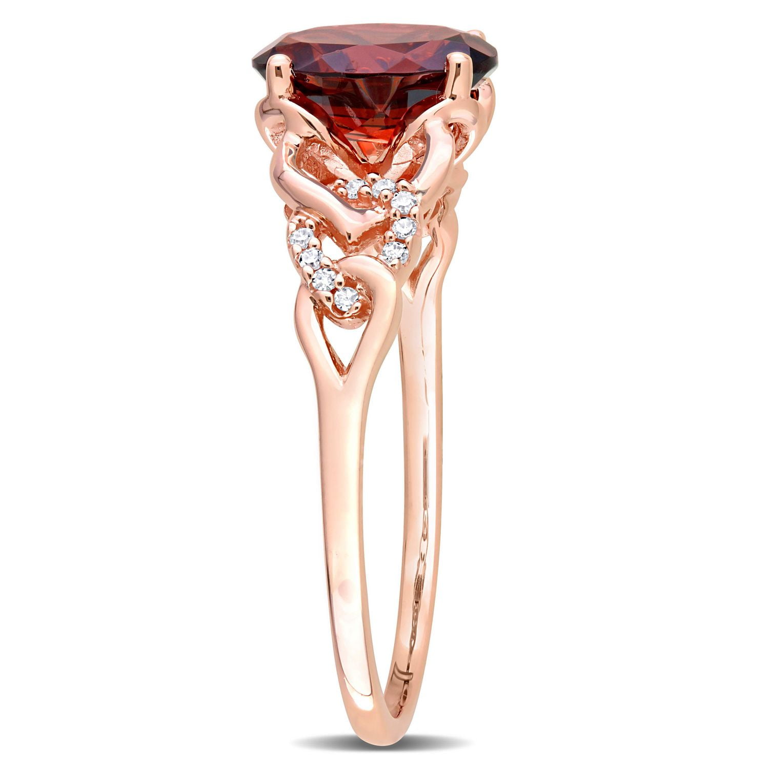 Miabella 1-3/8 Carat T.G.W. Garnet and Diamond Accent 10K Rose Gold Oval Link Ring