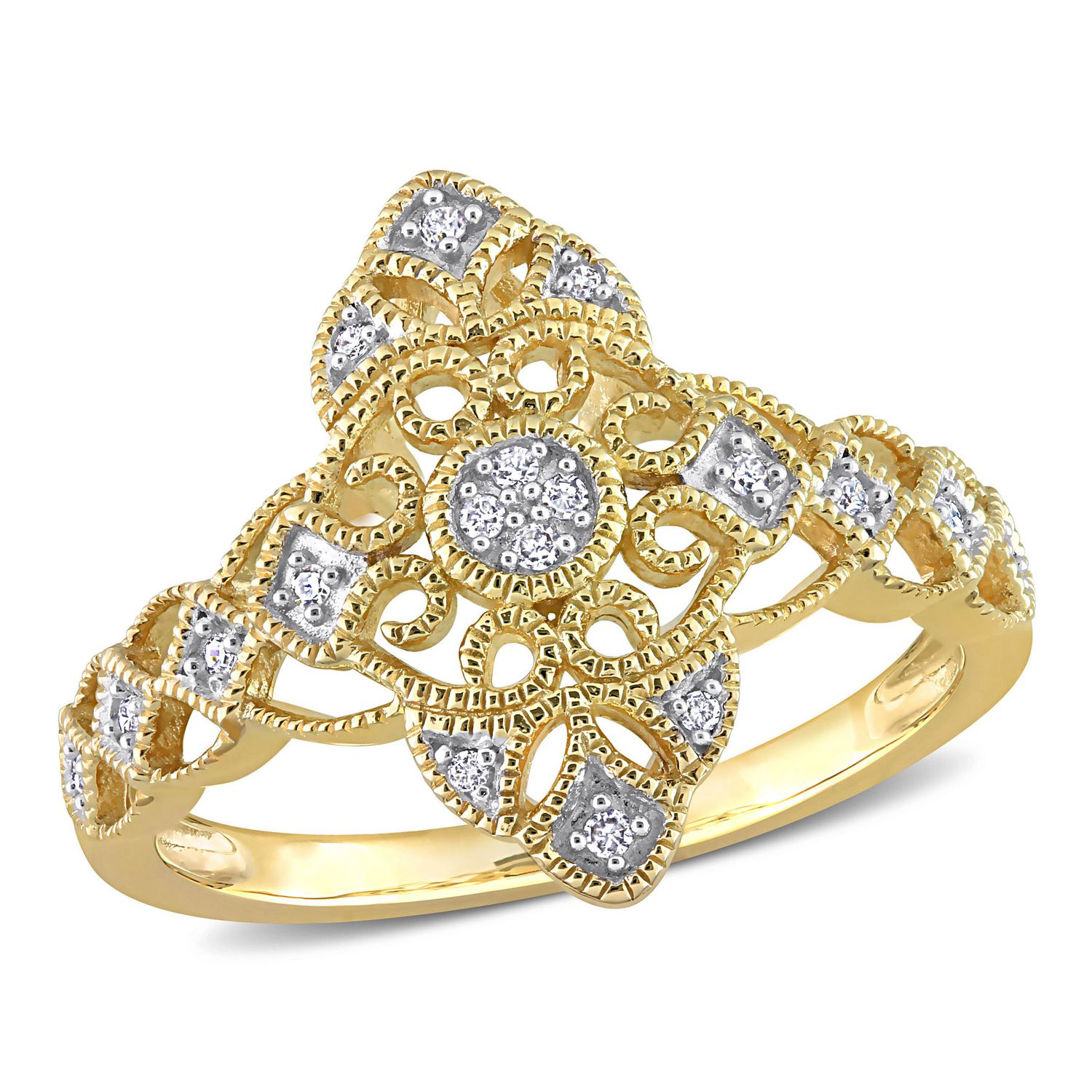 Miabella 1/10 Carat T.W. Diamond 10K Yellow Gold Vintage Ring