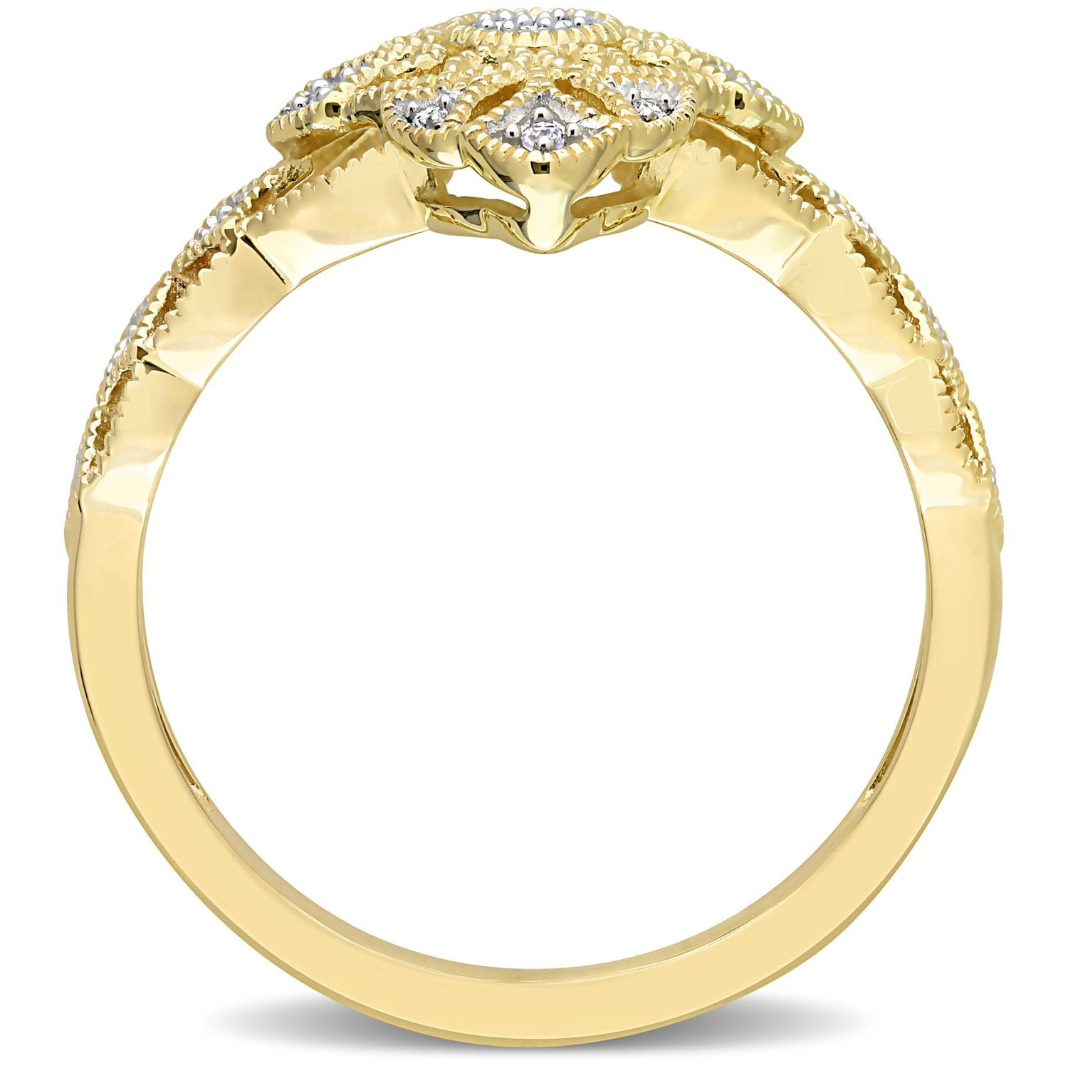 Bague rétro Miabella avec 1/10 Carat poids total de diamant en or jaune 10k