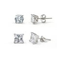 thumbnail image 1 of Charismas Sterling silver 6mm square and round cz duo earring set, 1 of 1