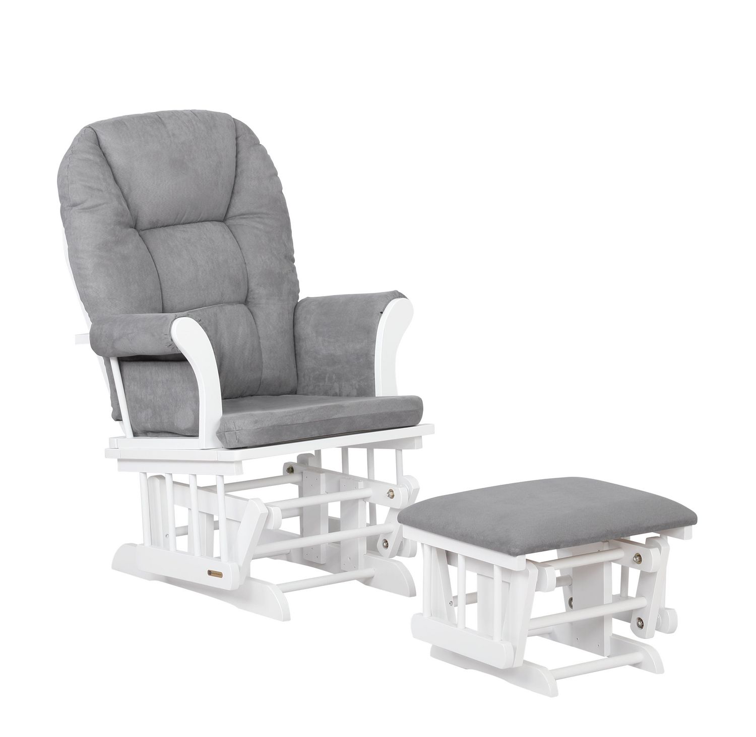 Lennox - Jordan Glider Rocker Chair and Ottoman Combo, White with Light