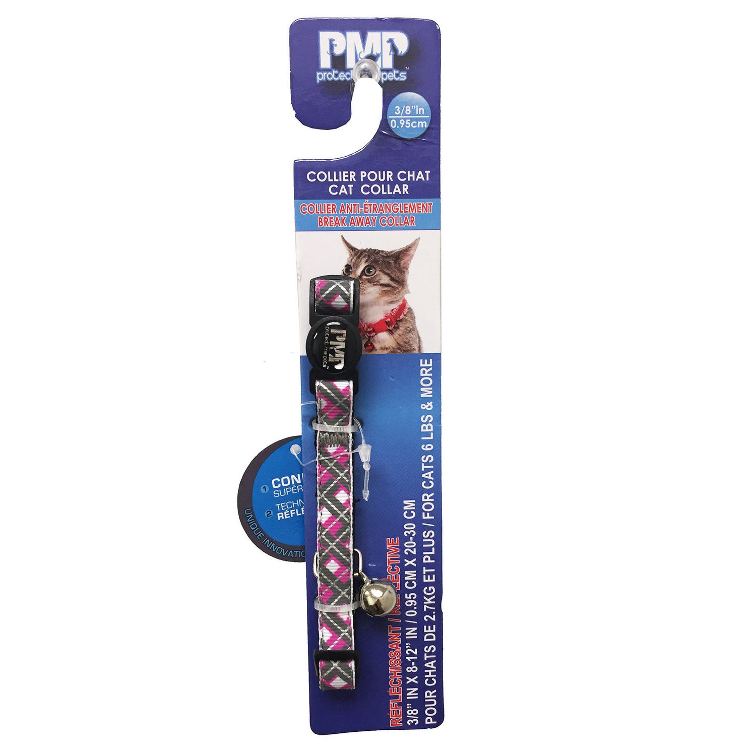 Collier Reflechissant Pour Chats Protect Me Alert Series En Pmp A Motif De Carreaux Gris Et Bleus Walmart Canada