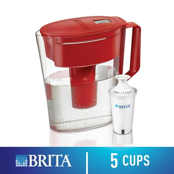 Système de filtration d’eau en pichet Brita, modèle Soho rouge de 5 tasses avec 1 filtre de rechange