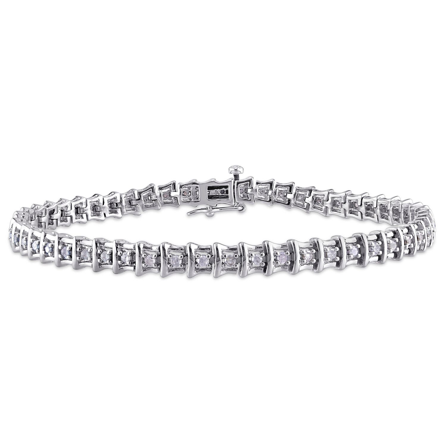 Miabella 1 Carat T.W. Diamond Sterling Silver Tennis Bracelet, 7.25 ...