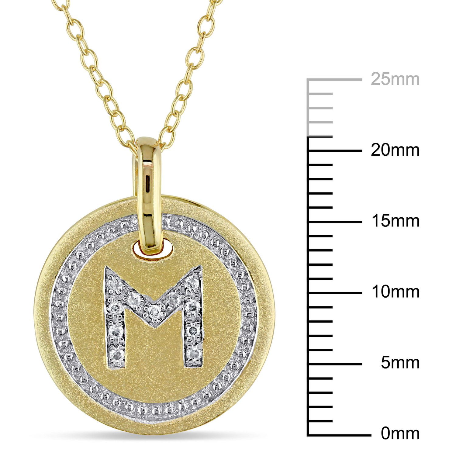 Miabella Diamond-Accent Yellow Rhodium-Plated Sterling Silver Initial Pendant, 18"