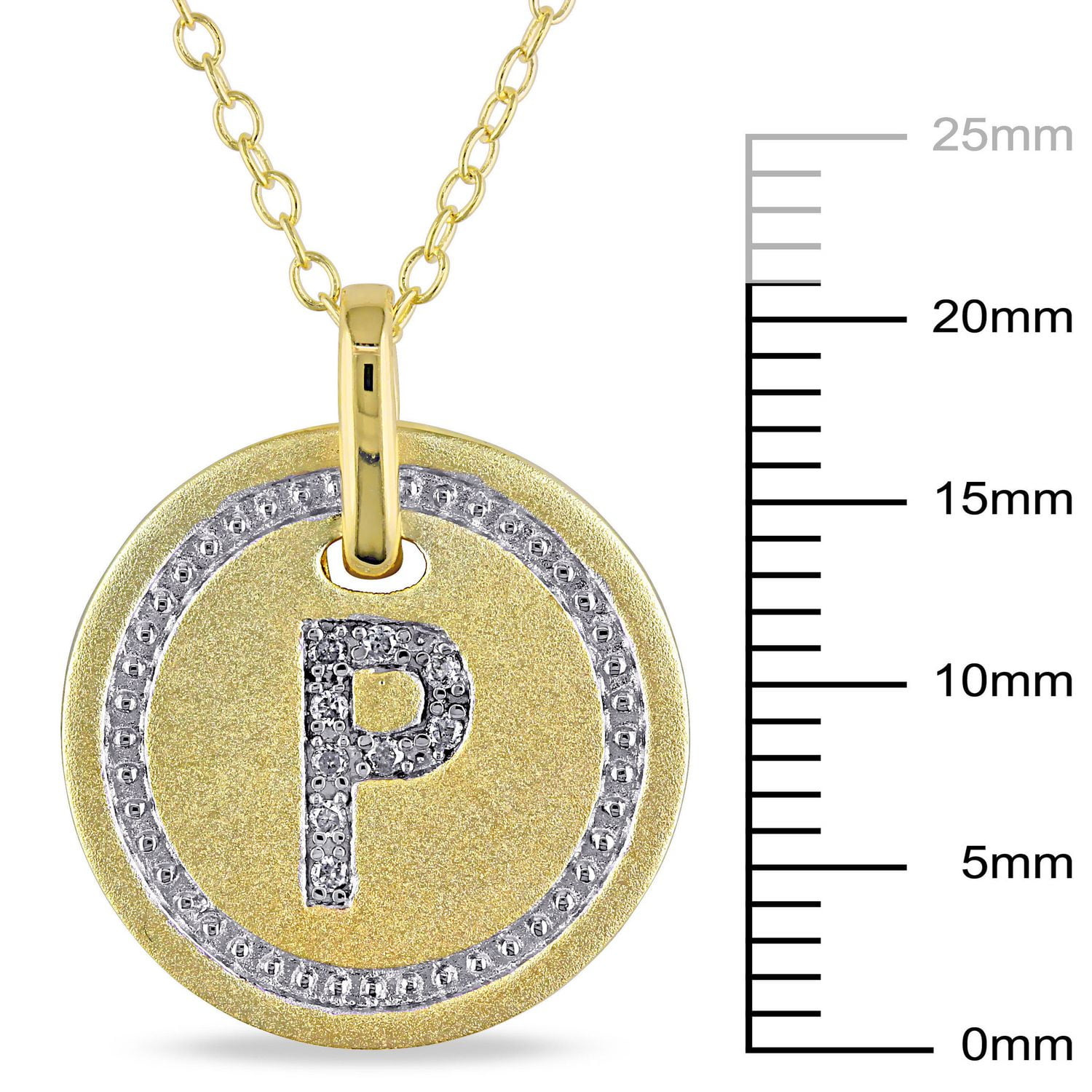 Miabella Diamond-Accent Yellow Rhodium-Plated Sterling Silver Initial Pendant, 18"