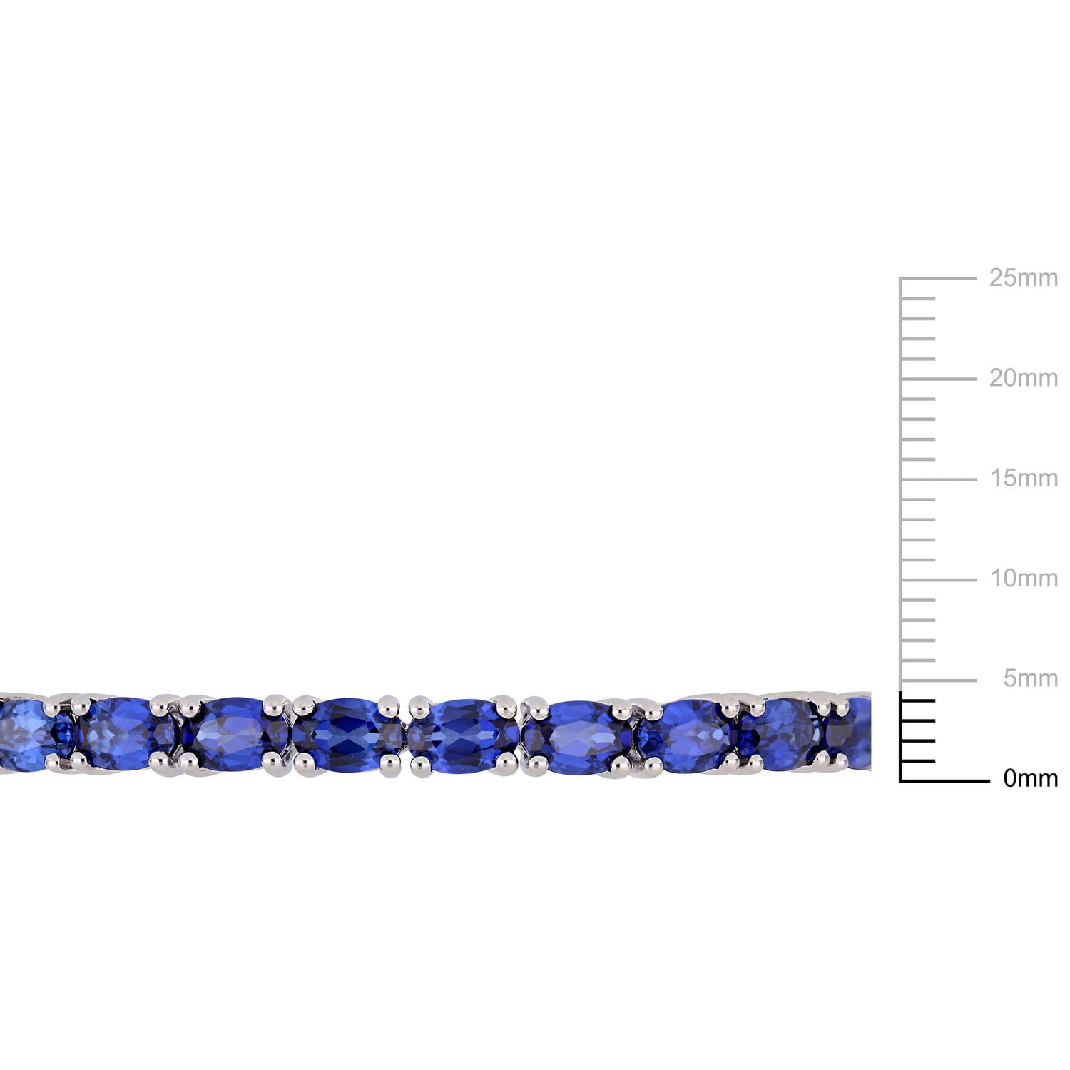Tangelo 8-1/4 Carat T.G.W. Created Blue Sapphire Sterling Silver Bangle Bracelet, 7"