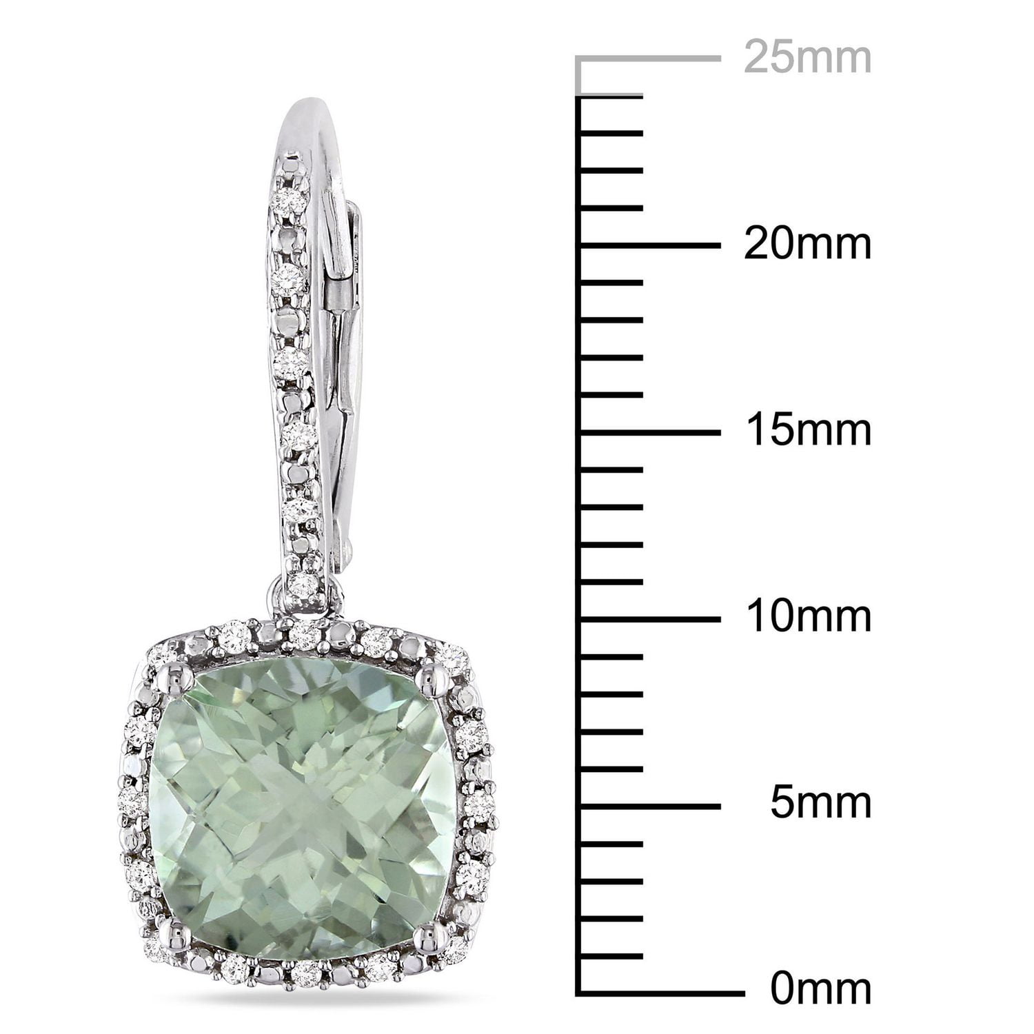 Boucles d'oreille auréole Tangelo avec améthystes vertes 5-3/4 CT PBT et diamants 1/5 CT poids total en argent sterling