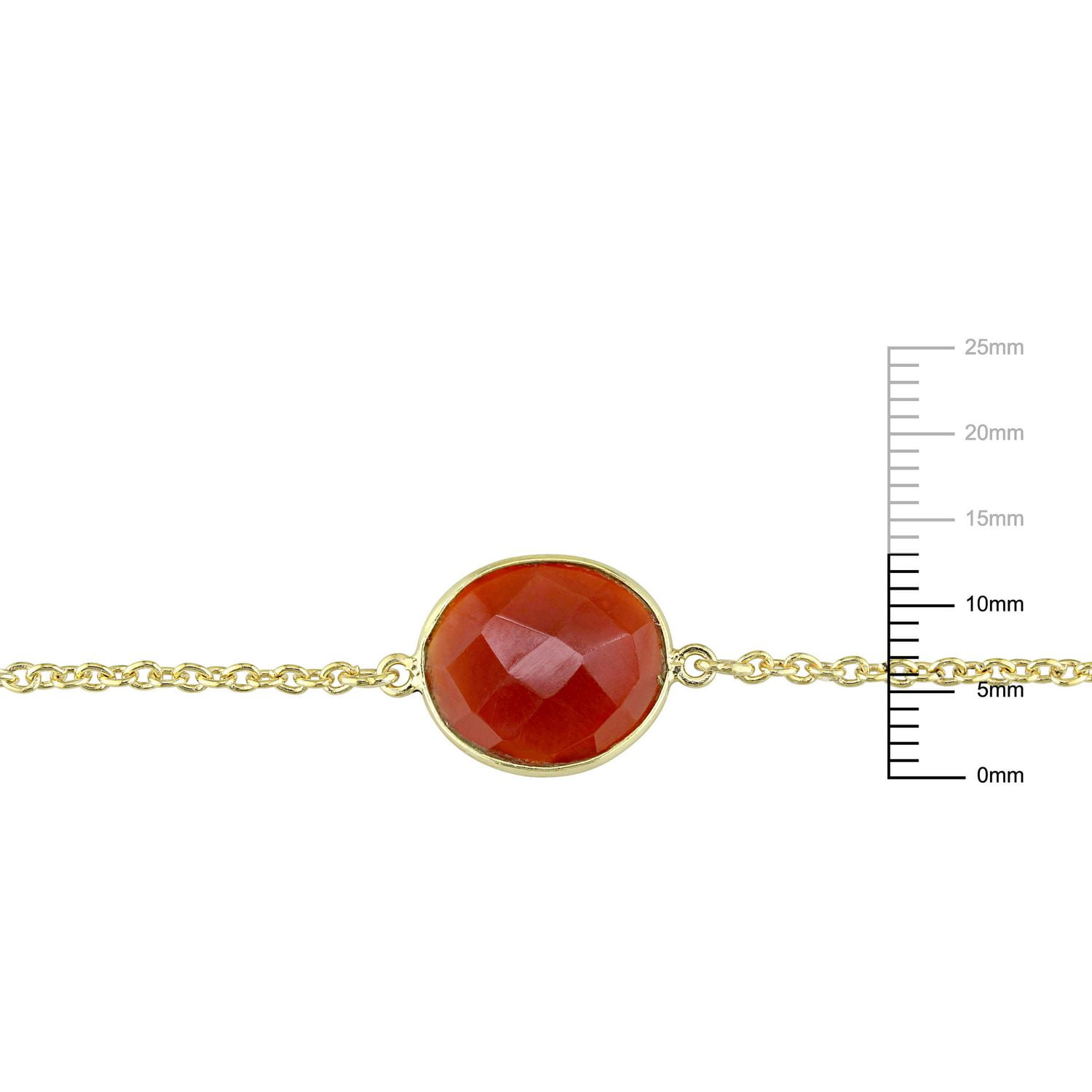 Tangelo 42 Carat T.G.W. Carnelian Yellow Rhodium-Plated Sterling Silver Yard Station Necklace, 36"