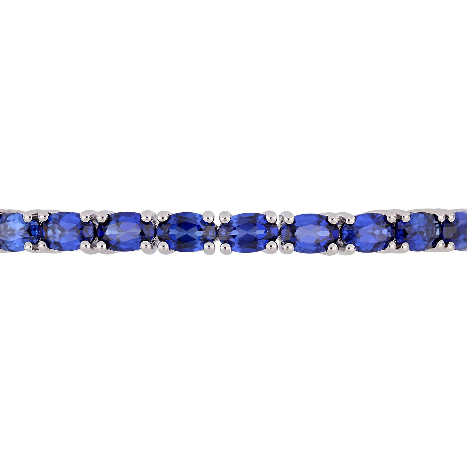 Tangelo 8-1/4 Carat T.G.W. Created Blue Sapphire Sterling Silver Bangle Bracelet, 7"