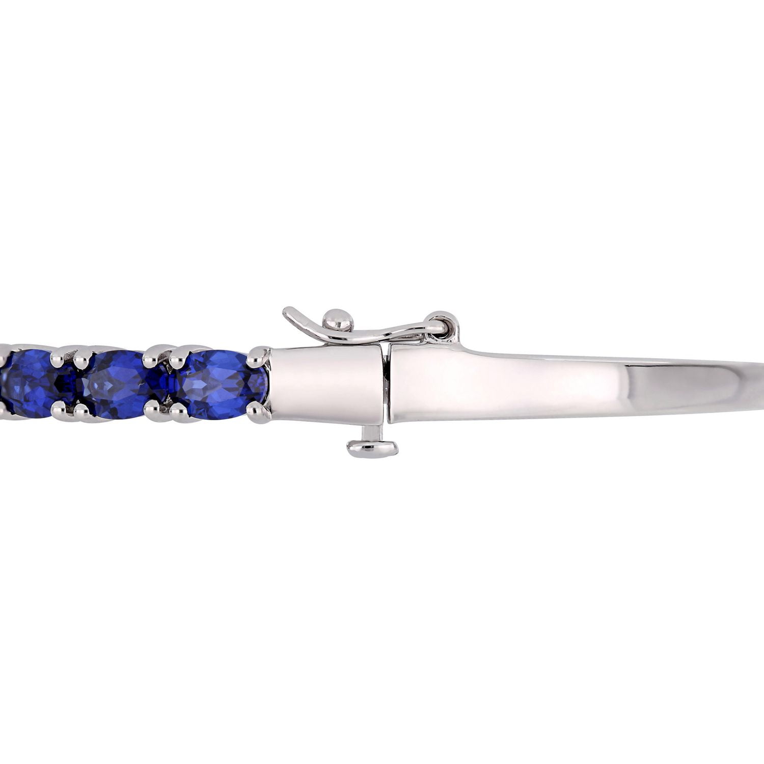 Tangelo 8-1/4 Carat T.G.W. Created Blue Sapphire Sterling Silver Bangle Bracelet, 7"
