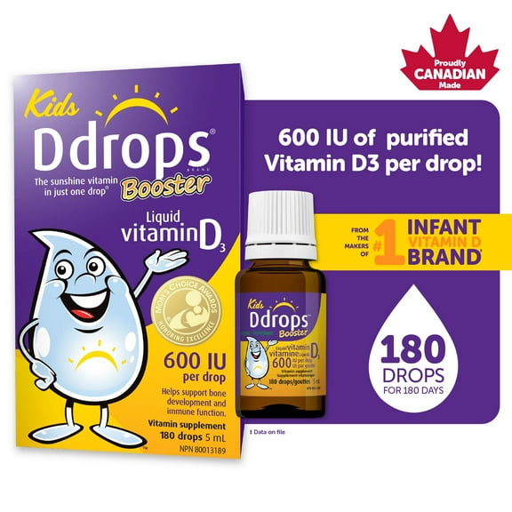 Ddrops® Booster Liquid Vitamin D3 Vitamin Supplement, 600 IU 180 Drops