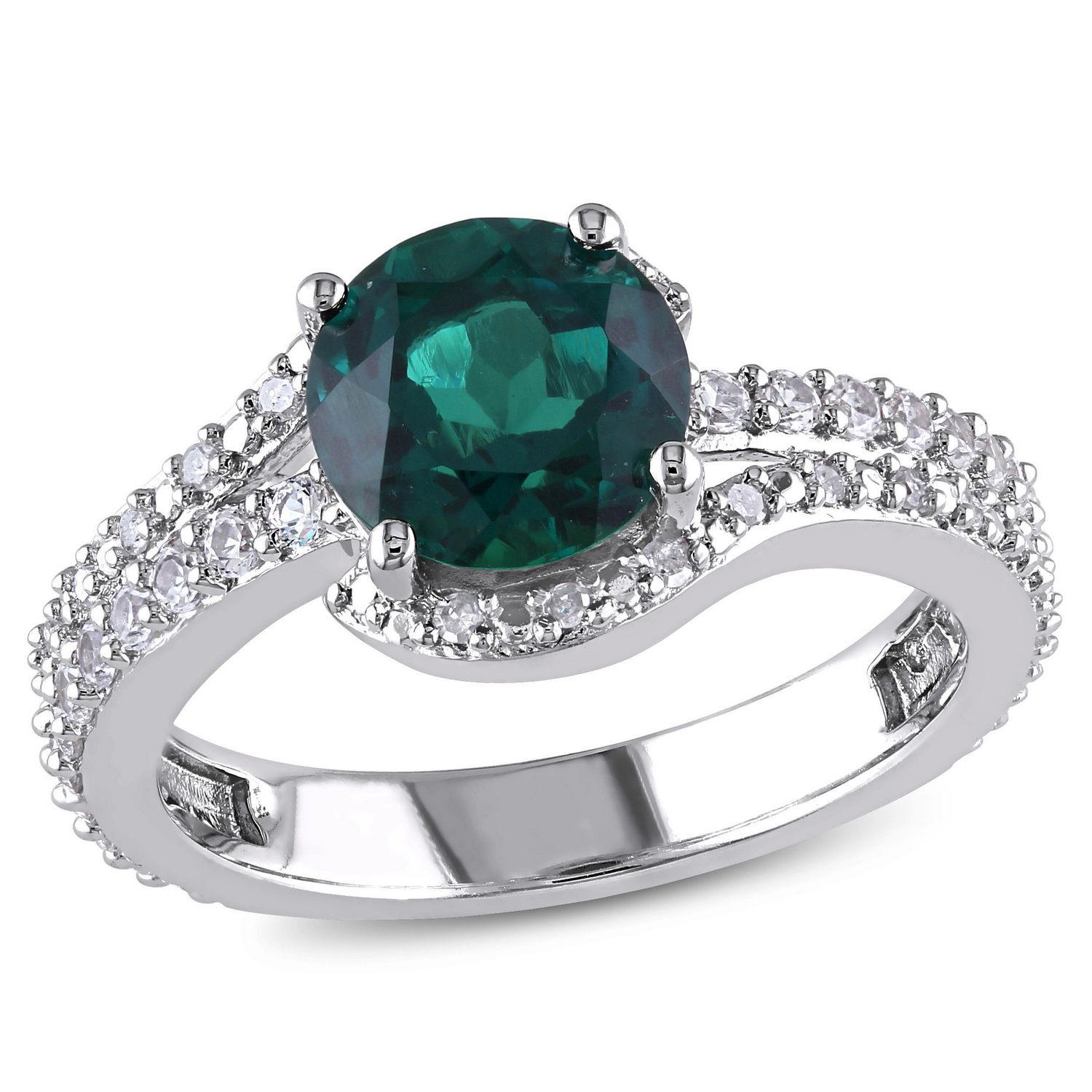 Tangelo 2-1/3 Carat T.G.W. Created Emerald and White Sapphire with ...