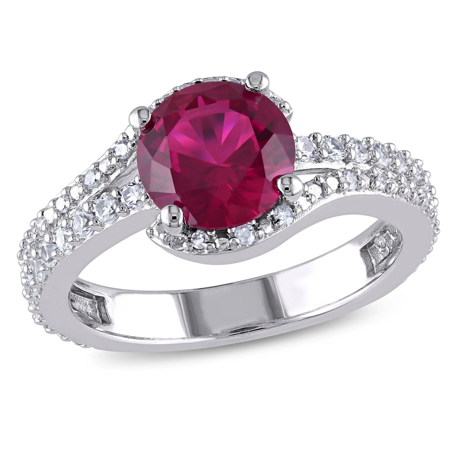 Tangelo 27/8 Carat T.G.W. Created Ruby and White Sapphire with Diamond
