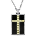 thumbnail image 1 of Asteria Black Enamel Two-Tone Sterling Silver Cross Pendant, 1 of 2