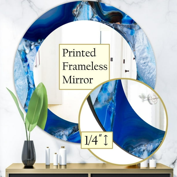 Designart 'Marbled Geode 11' Miroir Mid-Century - Miroir Mural Ovale ou  Rond - 32x32 