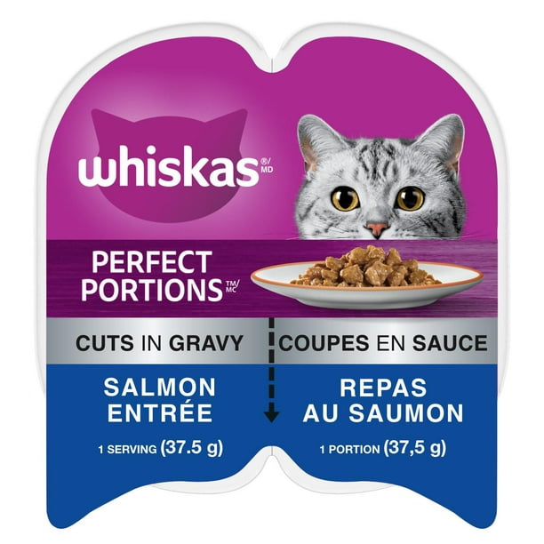 Nourriture humide pour chats Perfect Portions de Whiskas repas au saumon coupes en sauce 75g
