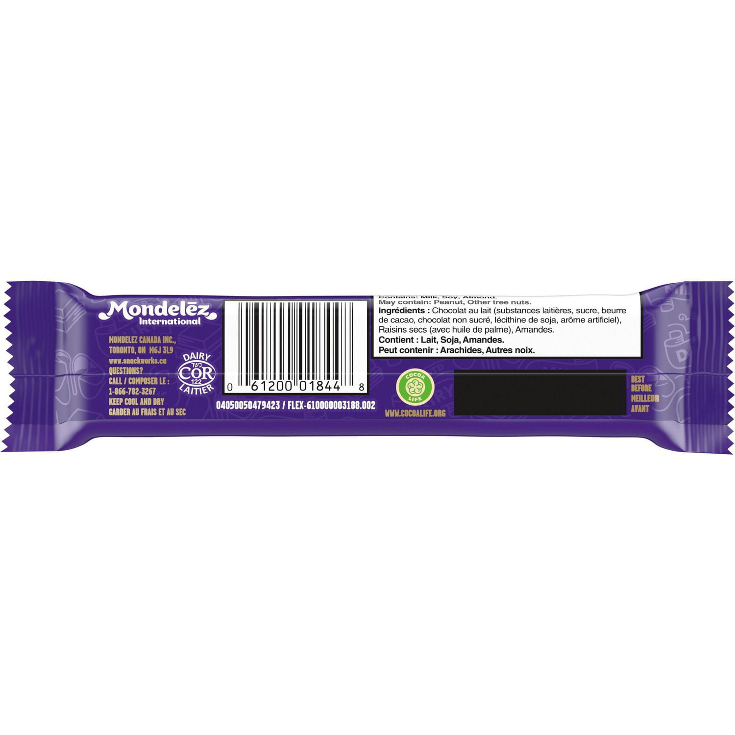 CADBURY DAIRY MILK, Fruit & Nut Chocolate Bar, Milk Chocolate with Raisins and Chopped Almonds, Milk Chocolate Bar, 38 g