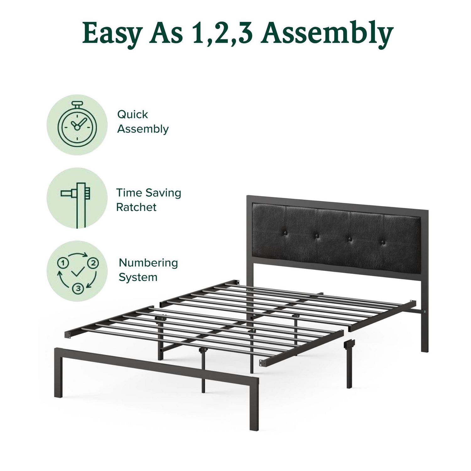 Zinus Cherie Faux Leather Classic Upholstered Platform Bed Frame