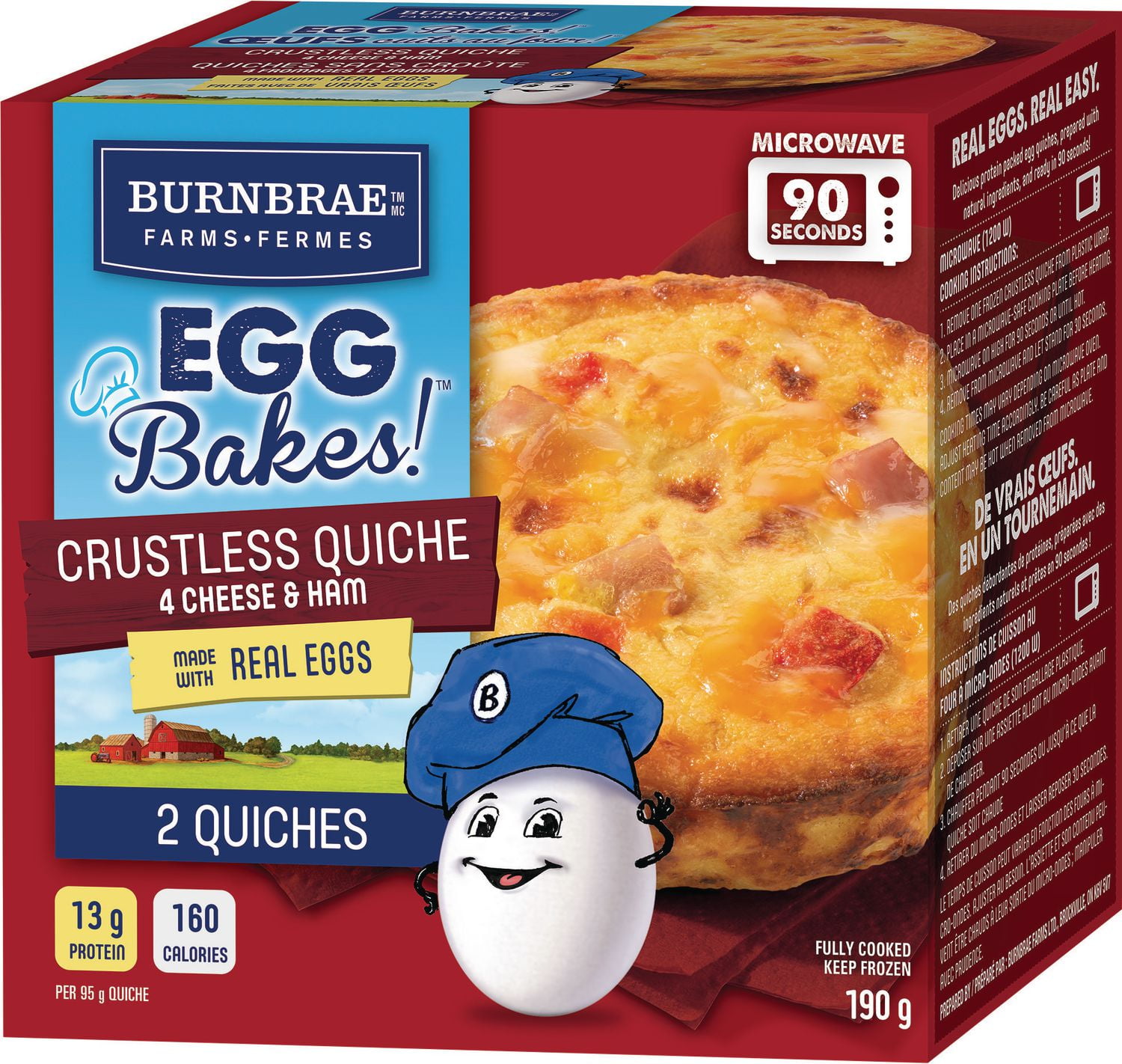 Naturegg Burnbrae Farms Egg Bakes! Crustless Quiche 4 Cheese & Ham